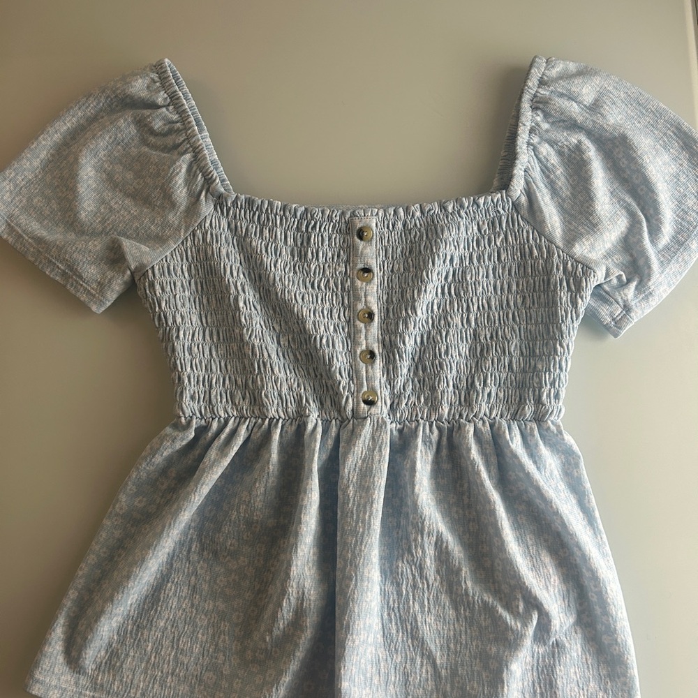No Boundaries Sky Blue Smocked Top